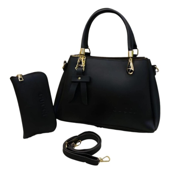 Girl's Rexine Plain Handbag Set – 2 Pcs - Image 3